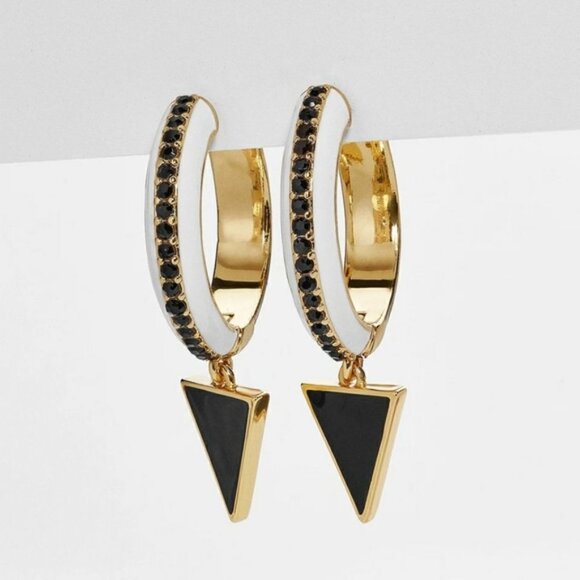 New Black and White Hoop Earrings - Picture 1 of 5